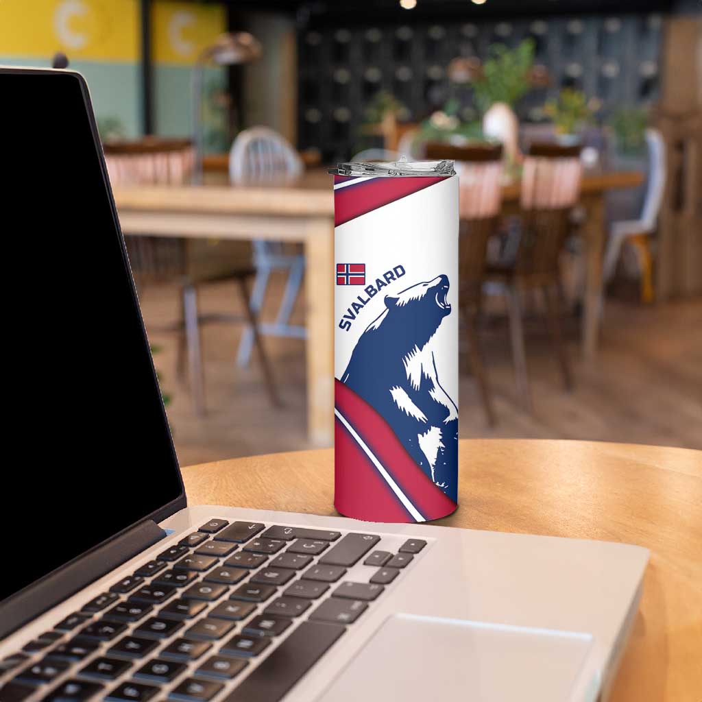 Svalbard Norway Skinny Tumbler with Polar Bear Forest and Norwegian Flag - Wonder Print Shop
