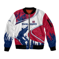Svalbard Norway Sleeve Zip Bomber Jacket with Polar Bear Forest and Norwegian Flag - Wonder Print Shop