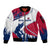 Svalbard Norway Sleeve Zip Bomber Jacket with Polar Bear Forest and Norwegian Flag - Wonder Print Shop