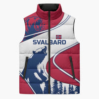 Svalbard Norway Sleeveless Puffer Jacket with Polar Bear Forest and Norwegian Flag - Wonder Print Shop