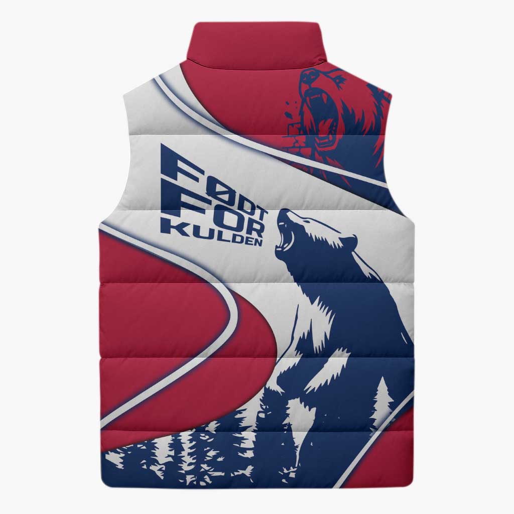 Svalbard Norway Sleeveless Puffer Jacket with Polar Bear Forest and Norwegian Flag - Wonder Print Shop