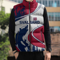 Svalbard Norway Sleeveless Puffer Jacket with Polar Bear Forest and Norwegian Flag - Wonder Print Shop
