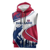 Svalbard Norway Sleeveless Zip Hoodie with Polar Bear Forest and Norwegian Flag - Wonder Print Shop