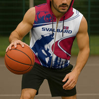 Svalbard Norway Sleeveless Zip Hoodie with Polar Bear Forest and Norwegian Flag - Wonder Print Shop