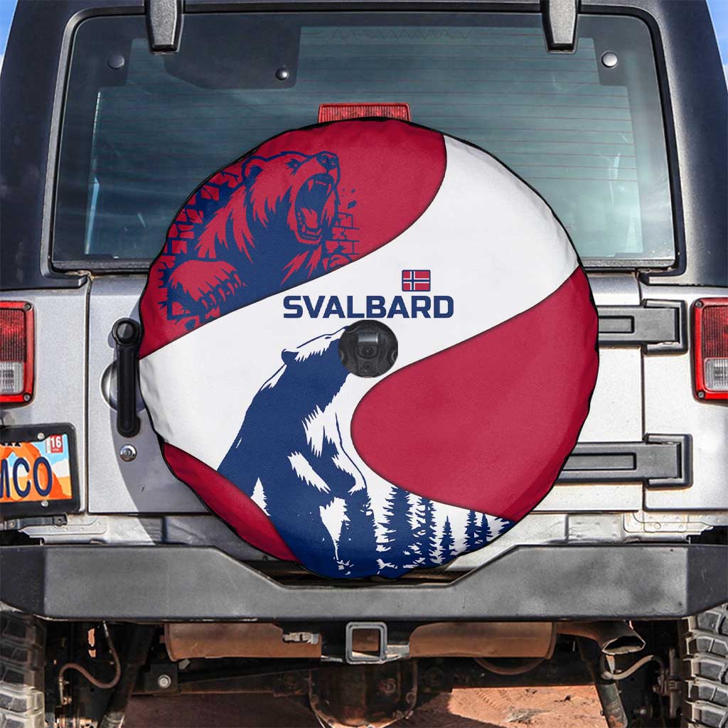 Svalbard Norway Spare Tire Cover with Polar Bear Forest and Norwegian Flag - Wonder Print Shop