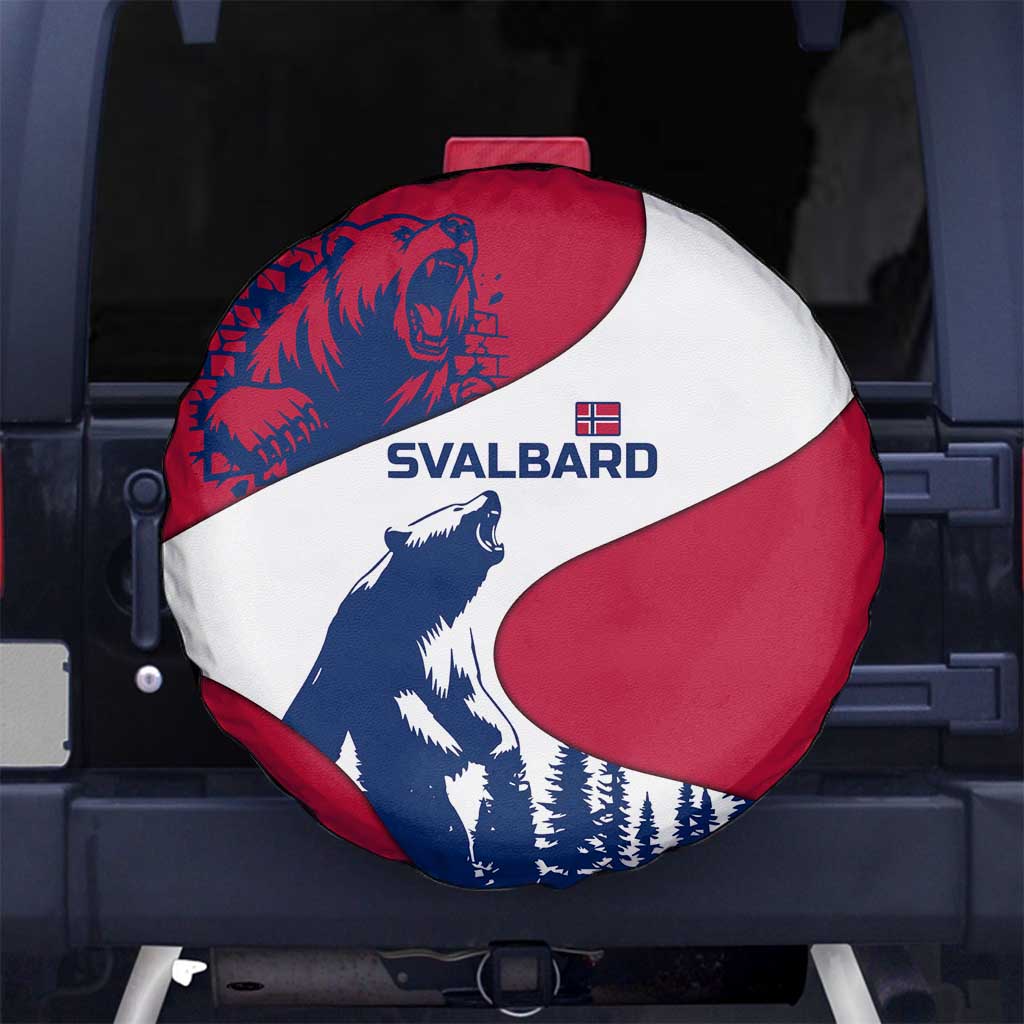 Svalbard Norway Spare Tire Cover with Polar Bear Forest and Norwegian Flag - Wonder Print Shop