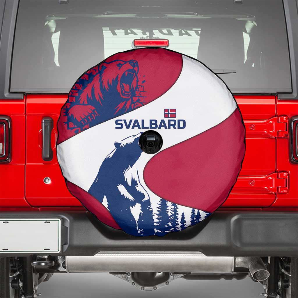 Svalbard Norway Spare Tire Cover with Polar Bear Forest and Norwegian Flag - Wonder Print Shop