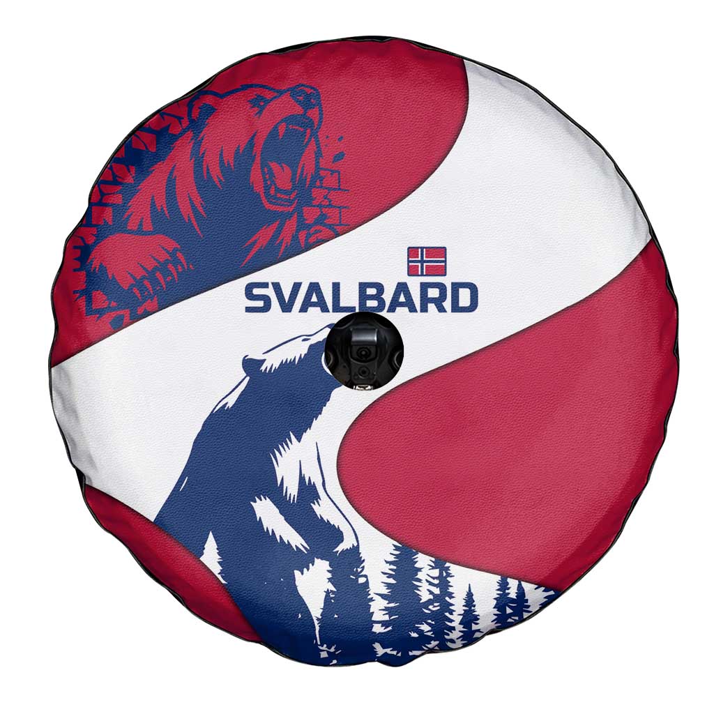 Svalbard Norway Spare Tire Cover with Polar Bear Forest and Norwegian Flag - Wonder Print Shop