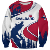 Svalbard Norway Sweatshirt with Polar Bear Forest and Norwegian Flag - Wonder Print Shop