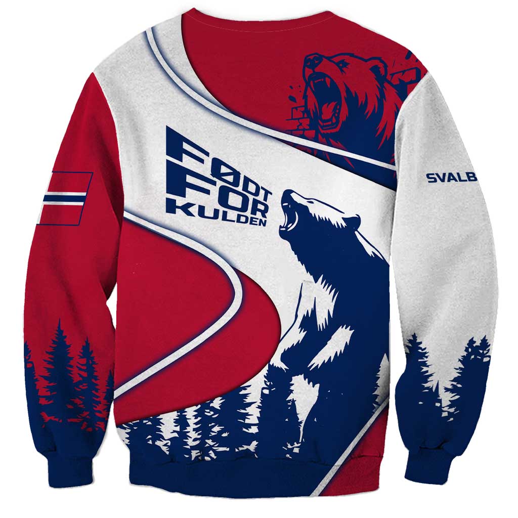 Svalbard Norway Sweatshirt with Polar Bear Forest and Norwegian Flag - Wonder Print Shop