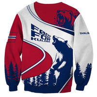 Svalbard Norway Sweatshirt with Polar Bear Forest and Norwegian Flag - Wonder Print Shop