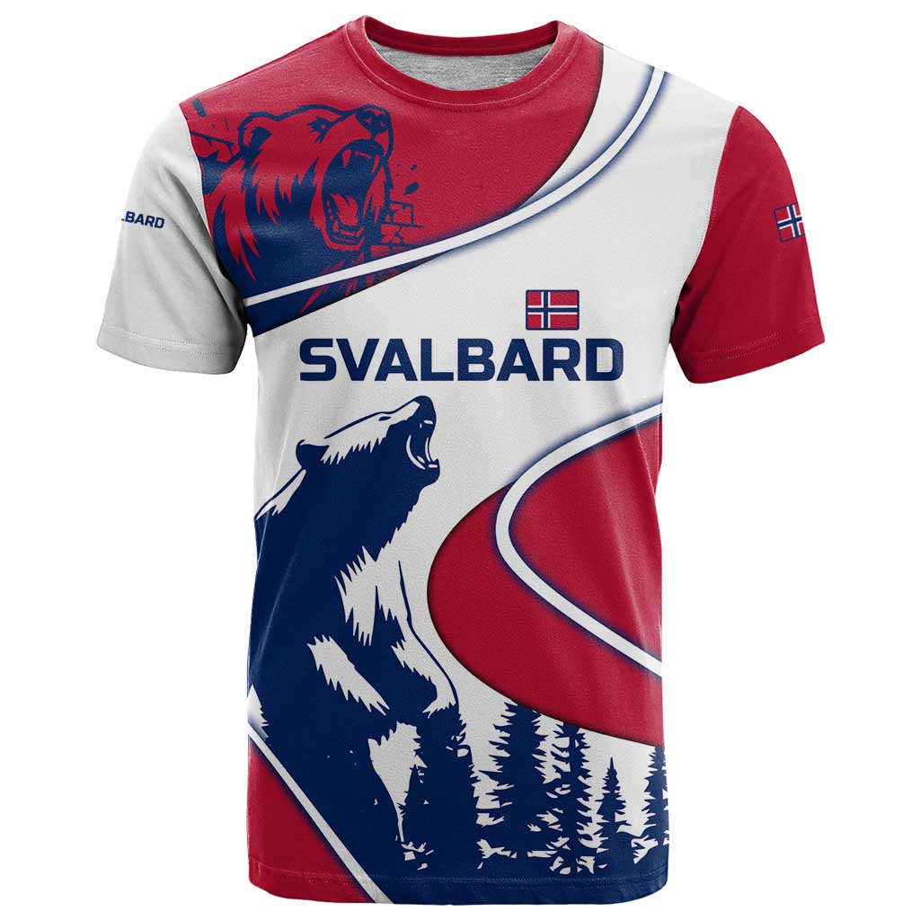 Svalbard Norway T Shirt with Polar Bear Forest and Norwegian Flag - Wonder Print Shop