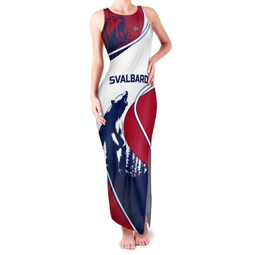 Svalbard Norway Tank Maxi Dress with Polar Bear Forest and Norwegian Flag - Wonder Print Shop