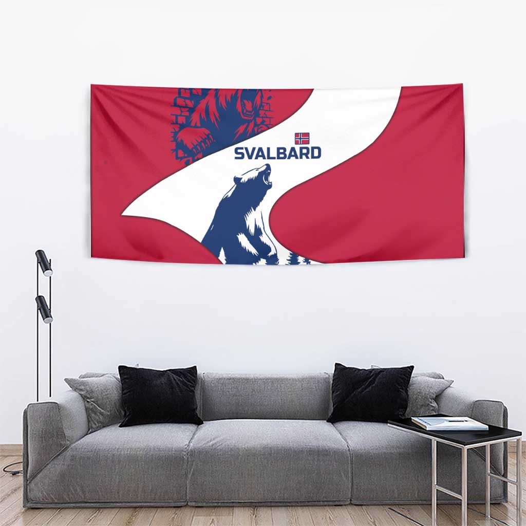 Svalbard Norway Tapestry with Polar Bear Forest and Norwegian Flag - Wonder Print Shop