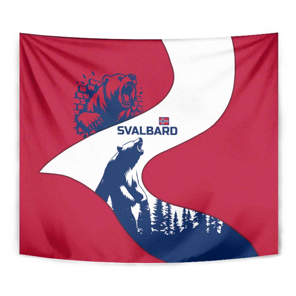Svalbard Norway Tapestry with Polar Bear Forest and Norwegian Flag - Wonder Print Shop