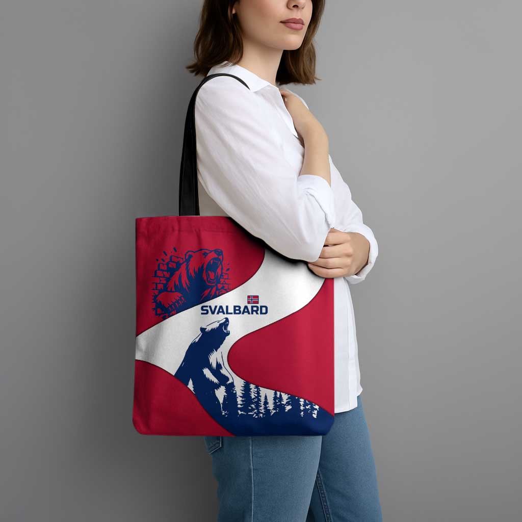 Svalbard Norway Tote Bag with Polar Bear Forest and Norwegian Flag - Wonder Print Shop