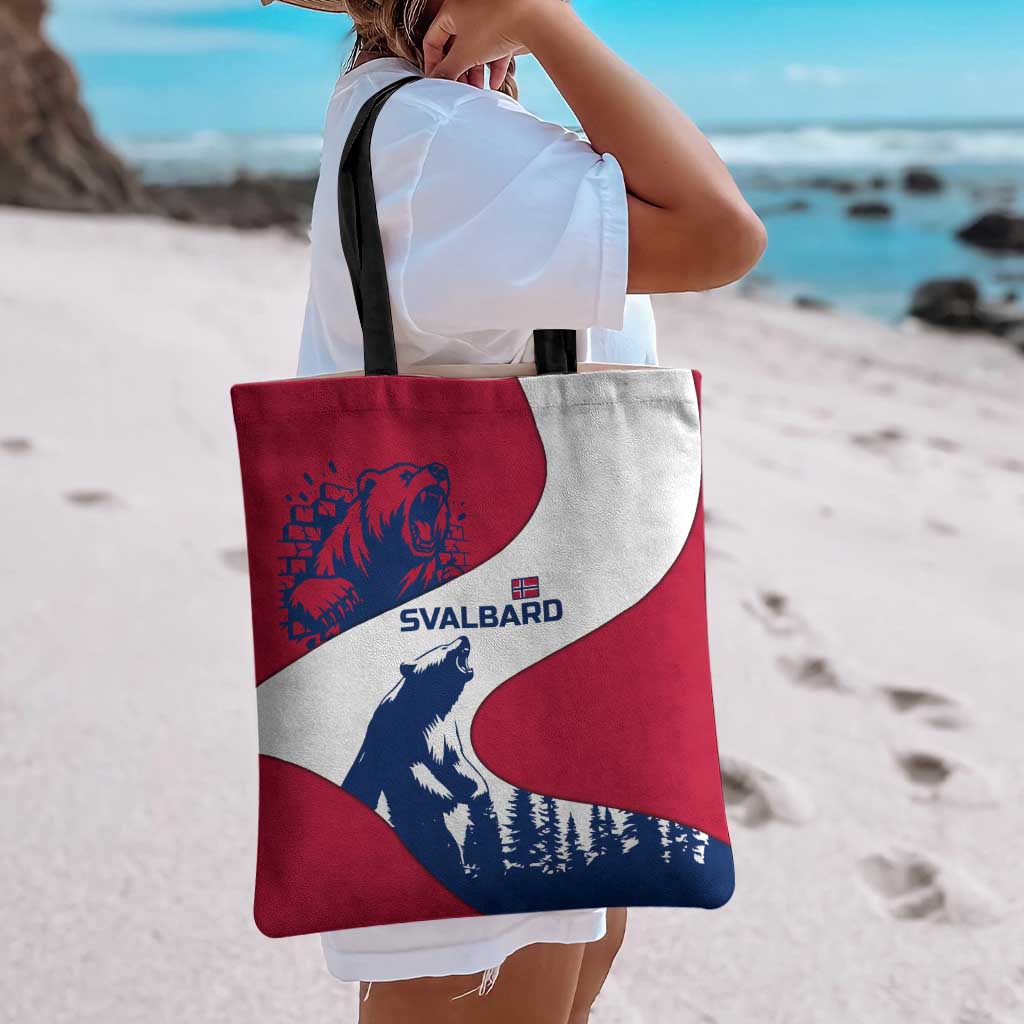 Svalbard Norway Tote Bag with Polar Bear Forest and Norwegian Flag - Wonder Print Shop