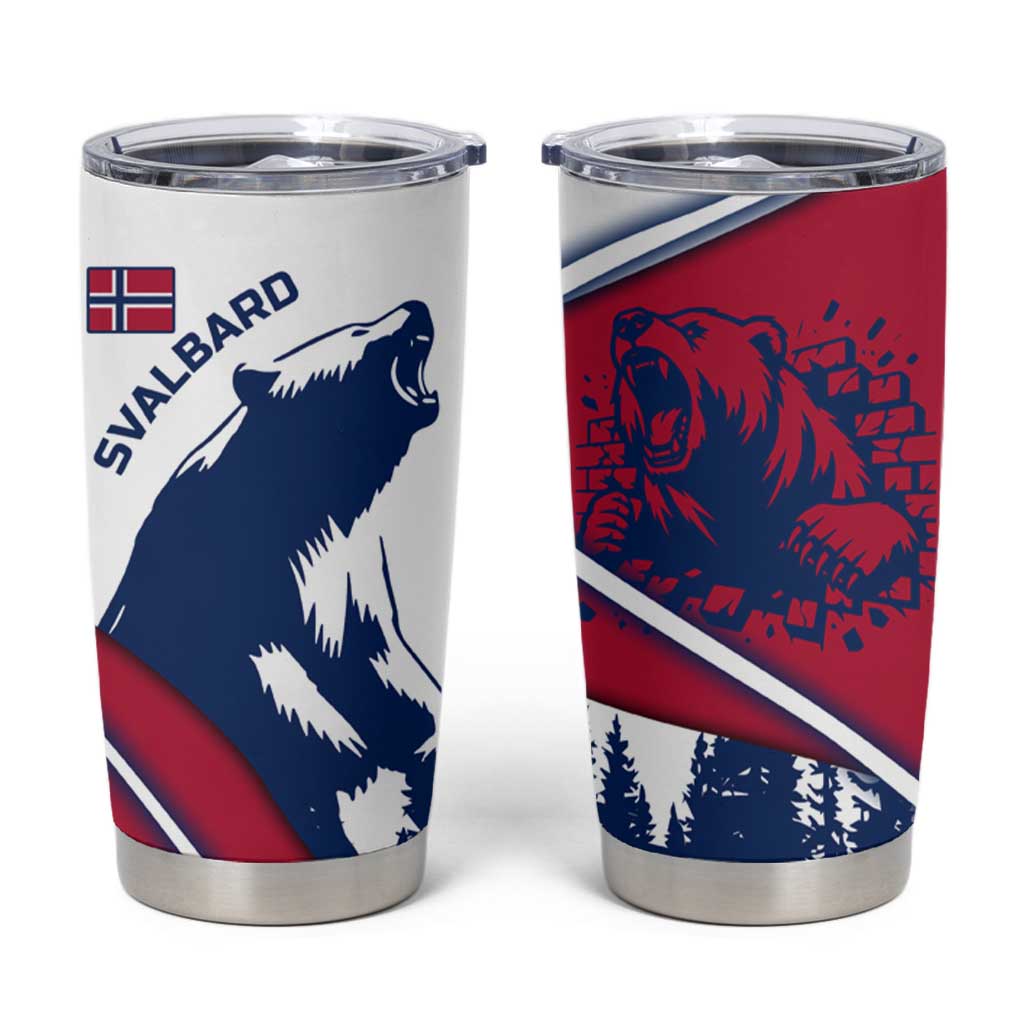 Svalbard Norway Tumbler Cup with Polar Bear Forest and Norwegian Flag - Wonder Print Shop