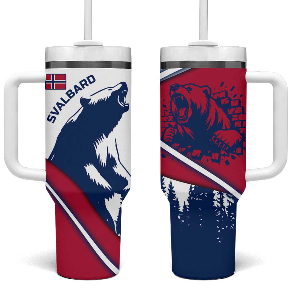 Svalbard Norway Tumbler With Handle with Polar Bear Forest and Norwegian Flag - Wonder Print Shop