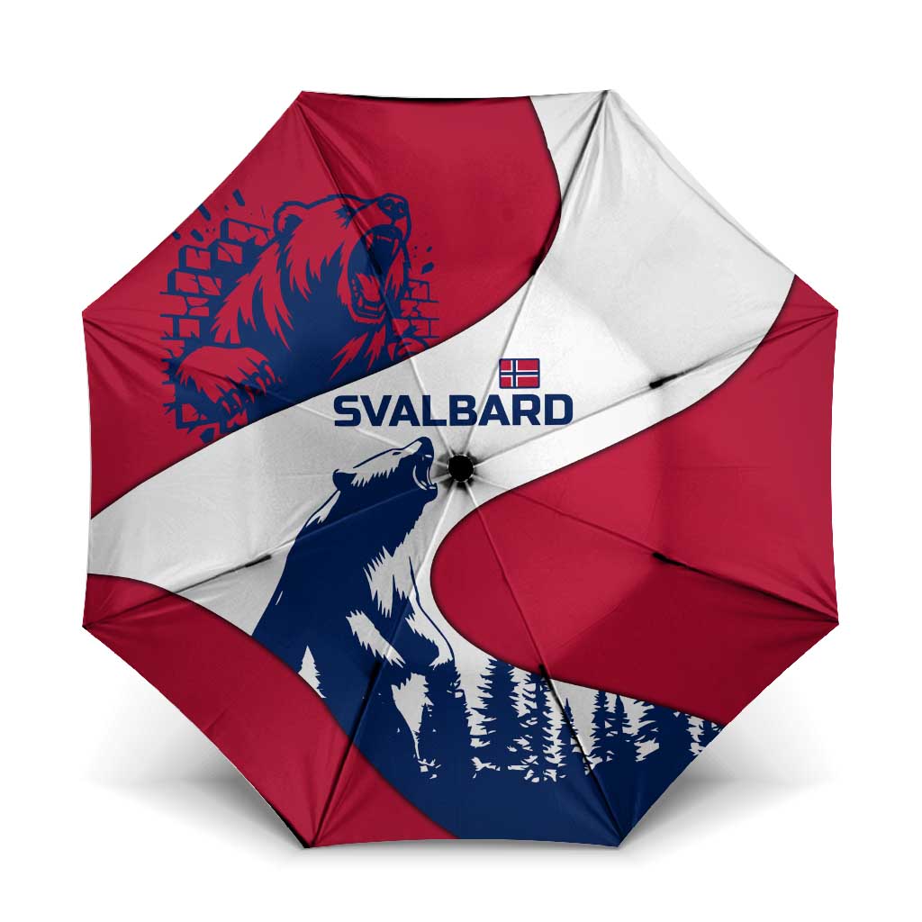 Svalbard Norway Umbrella with Polar Bear Forest and Norwegian Flag - Wonder Print Shop