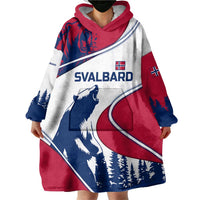 Svalbard Norway Wearable Blanket Hoodie with Polar Bear Forest and Norwegian Flag - Wonder Print Shop