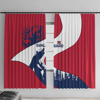 Svalbard Norway Window Curtain with Polar Bear Forest and Norwegian Flag - Wonder Print Shop