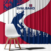 Svalbard Norway Window Curtain with Polar Bear Forest and Norwegian Flag - Wonder Print Shop
