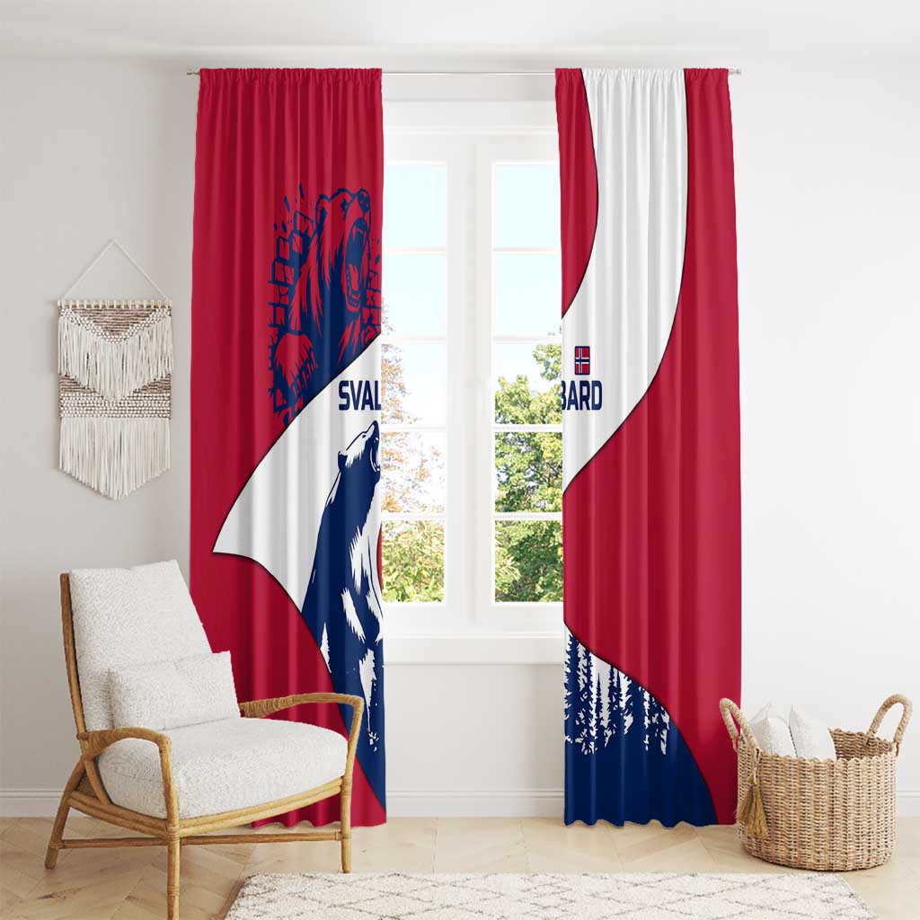 Svalbard Norway Window Curtain with Polar Bear Forest and Norwegian Flag - Wonder Print Shop