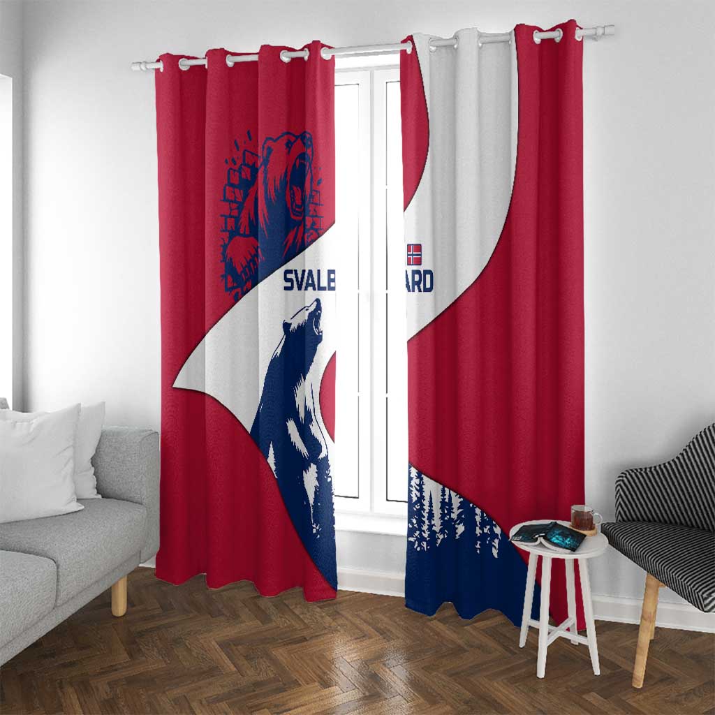 Svalbard Norway Window Curtain with Polar Bear Forest and Norwegian Flag - Wonder Print Shop