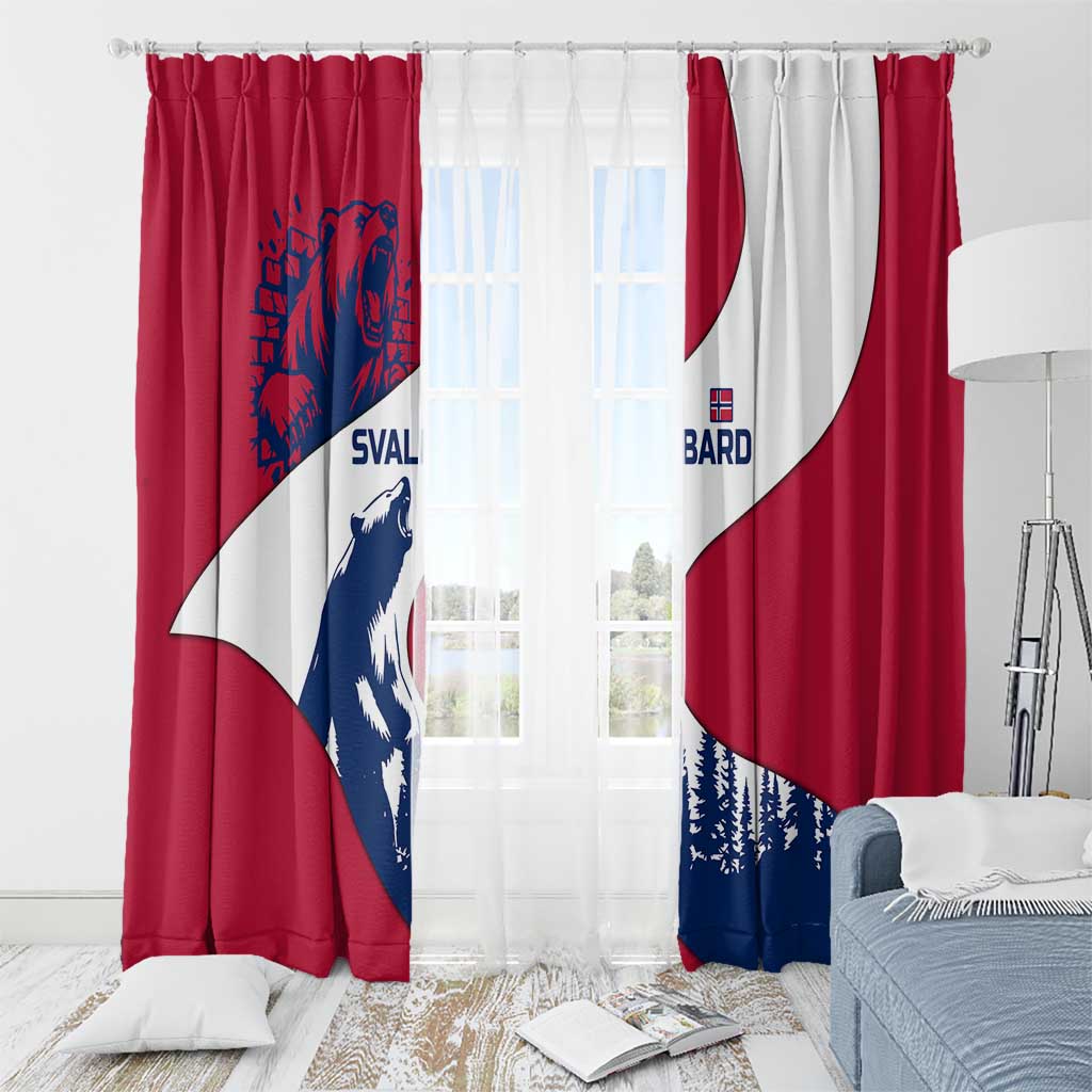 Svalbard Norway Window Curtain with Polar Bear Forest and Norwegian Flag - Wonder Print Shop