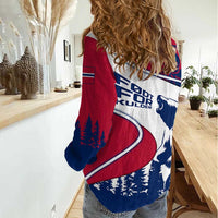 Svalbard Norway Women Casual Shirt with Polar Bear Forest and Norwegian Flag - Wonder Print Shop