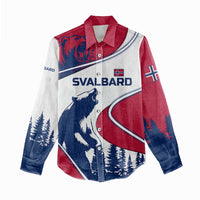 Svalbard Norway Women Casual Shirt with Polar Bear Forest and Norwegian Flag - Wonder Print Shop