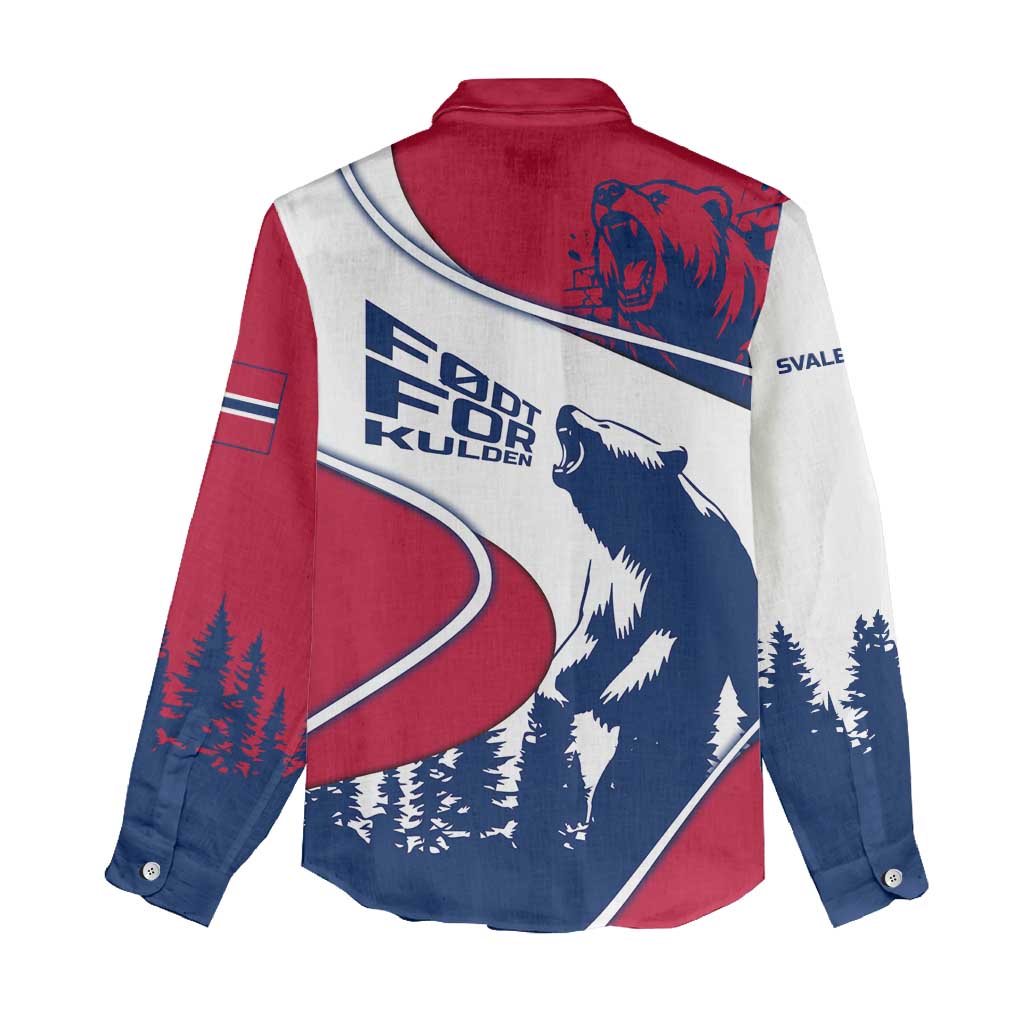 Svalbard Norway Women Casual Shirt with Polar Bear Forest and Norwegian Flag - Wonder Print Shop