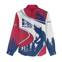 Svalbard Norway Women Casual Shirt with Polar Bear Forest and Norwegian Flag - Wonder Print Shop
