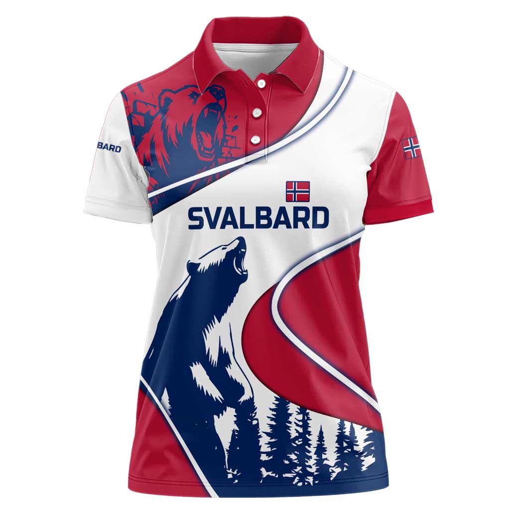 Svalbard Norway Women Polo Shirt with Polar Bear Forest and Norwegian Flag - Wonder Print Shop