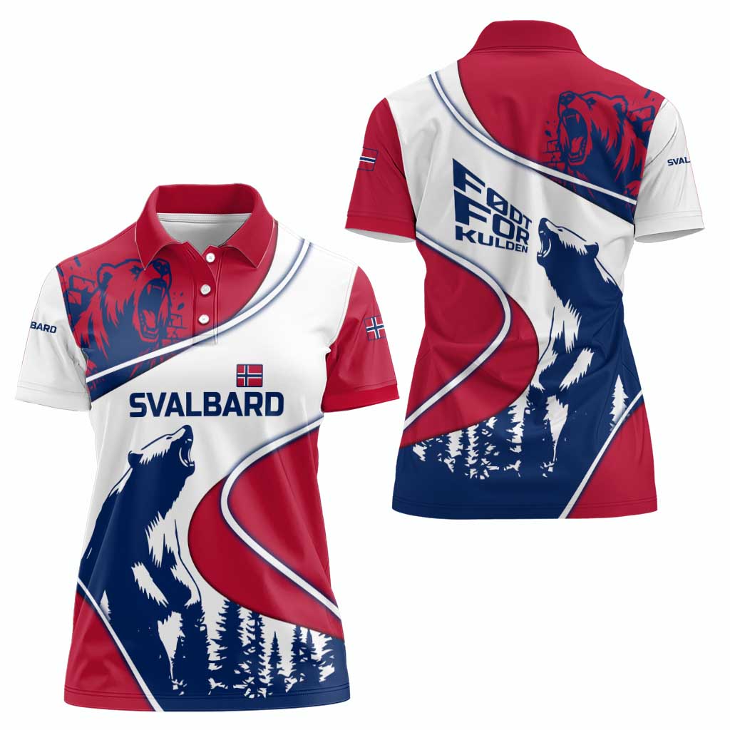 Svalbard Norway Women Polo Shirt with Polar Bear Forest and Norwegian Flag - Wonder Print Shop