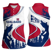 Svalbard Norway Women Sleeveless Polo Shirt with Polar Bear Forest and Norwegian Flag - Wonder Print Shop