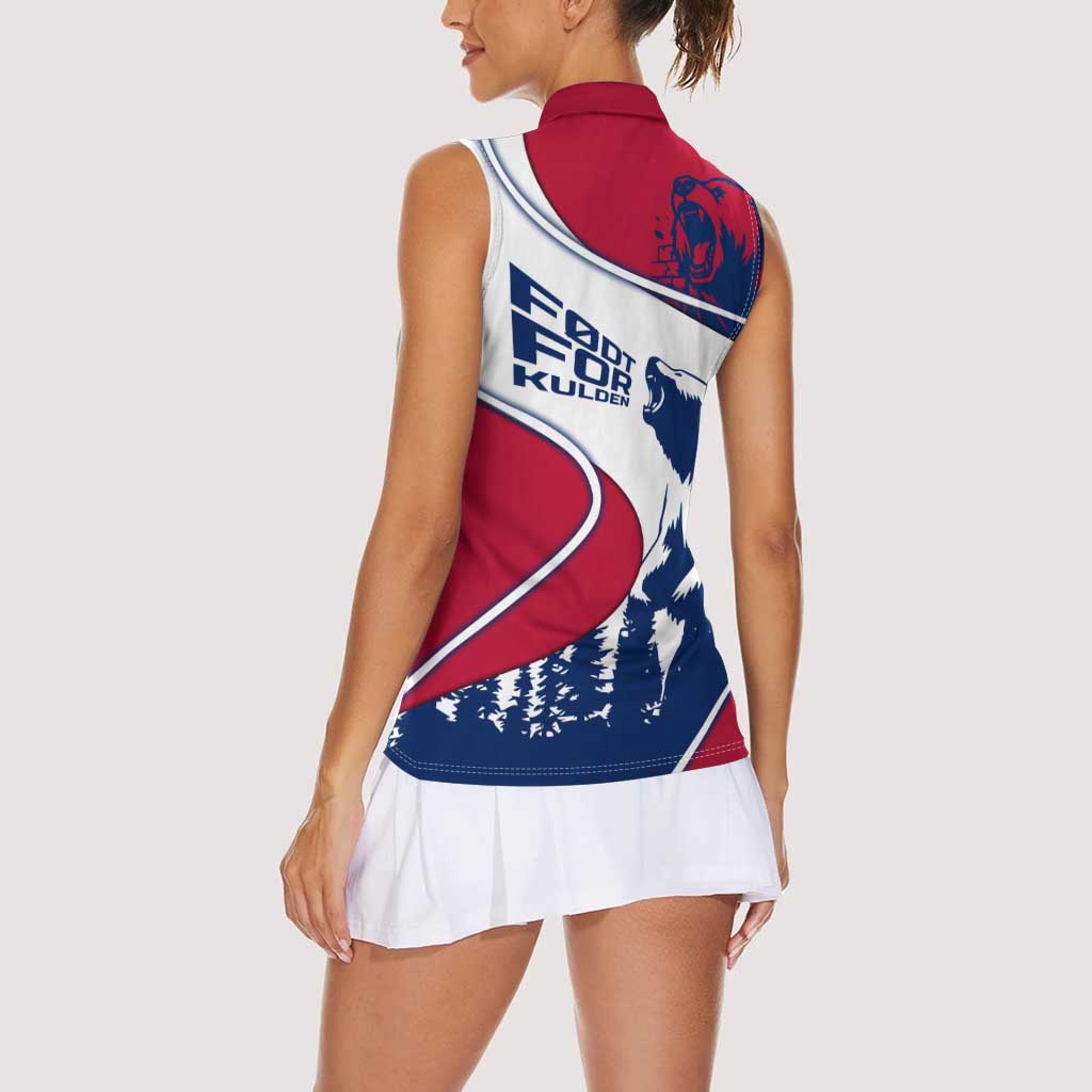 Svalbard Norway Women Sleeveless Polo Shirt with Polar Bear Forest and Norwegian Flag - Wonder Print Shop