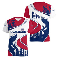 Svalbard Norway Women V-Neck T-Shirt with Polar Bear Forest and Norwegian Flag - Wonder Print Shop