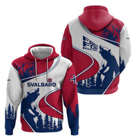 Svalbard Norway Zip Hoodie with Polar Bear Forest and Norwegian Flag - Wonder Print Shop