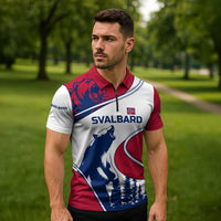 Svalbard Norway Zipper Polo Shirt with Polar Bear Forest and Norwegian Flag - Wonder Print Shop