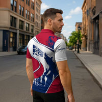 Svalbard Norway Zipper Polo Shirt with Polar Bear Forest and Norwegian Flag - Wonder Print Shop