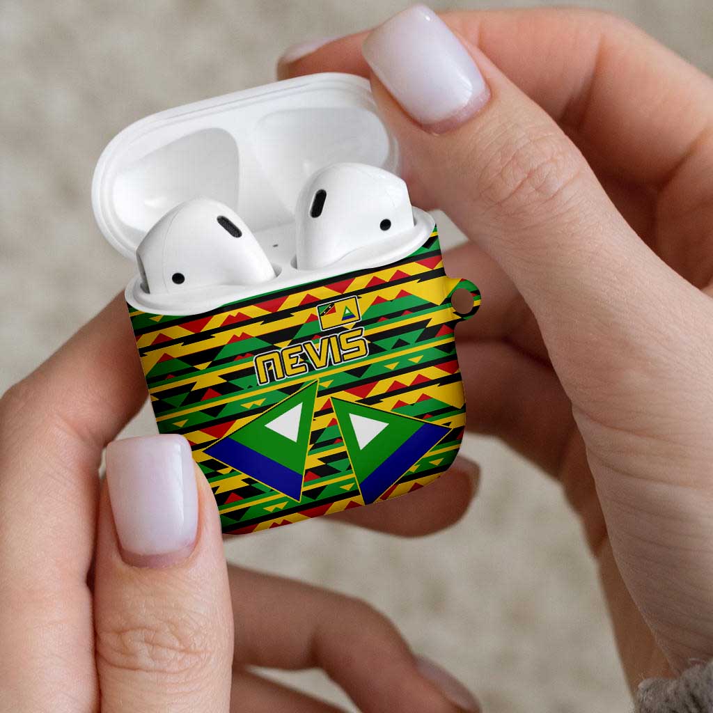 Nevis in Saint Kitts and Nevis AirPods Case Geometric Pattern and Coat of Arms - Wonder Print Shop