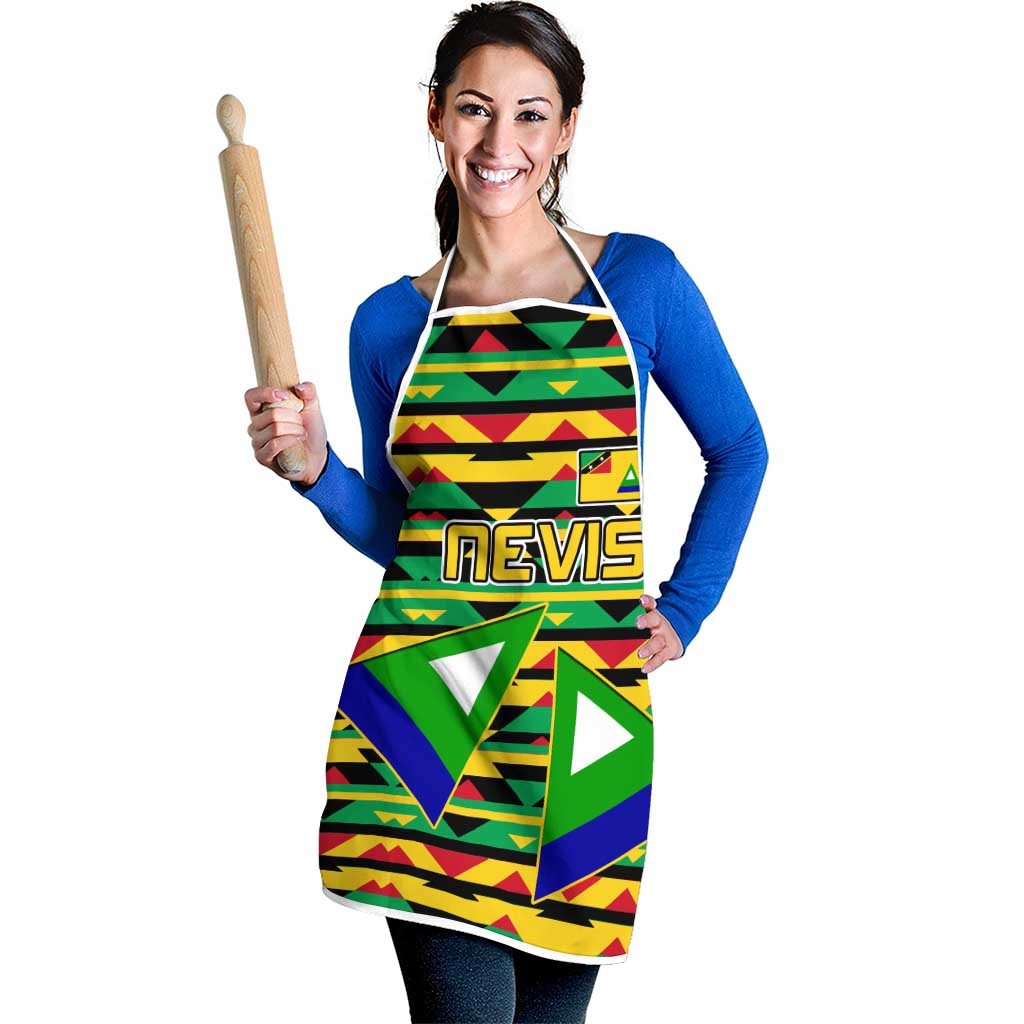 Nevis in Saint Kitts and Nevis Apron Geometric Pattern and Coat of Arms - Wonder Print Shop