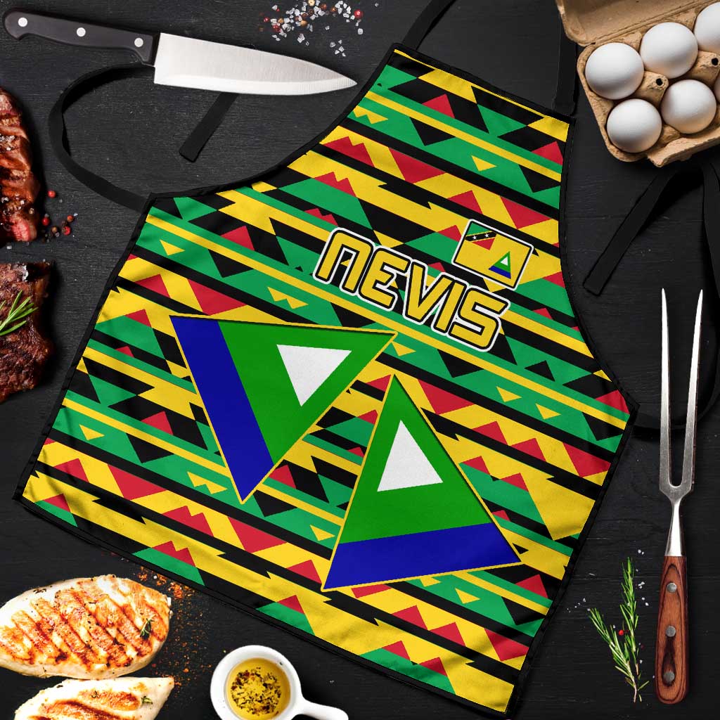 Nevis in Saint Kitts and Nevis Apron Geometric Pattern and Coat of Arms - Wonder Print Shop