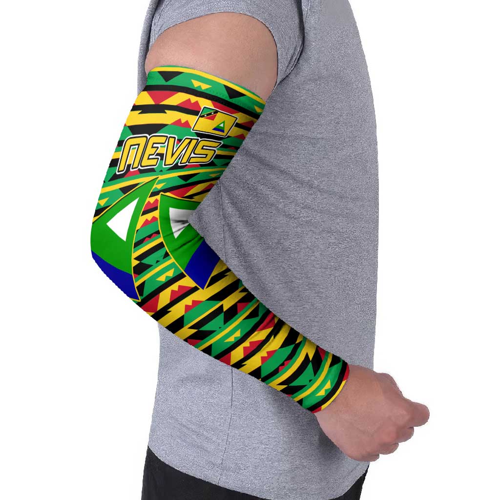 Nevis in Saint Kitts and Nevis Arm Sleeves Geometric Pattern and Coat of Arms - Wonder Print Shop