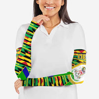 Nevis in Saint Kitts and Nevis Arm Sleeves Geometric Pattern and Coat of Arms - Wonder Print Shop