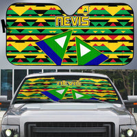 Nevis in Saint Kitts and Nevis Auto Sun Shade Geometric Pattern and Coat of Arms - Wonder Print Shop