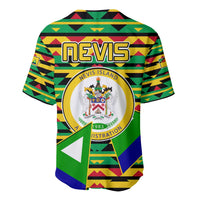 Nevis in Saint Kitts and Nevis Baseball Jersey Geometric Pattern and Coat of Arms - Wonder Print Shop