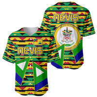 Nevis in Saint Kitts and Nevis Baseball Jersey Geometric Pattern and Coat of Arms - Wonder Print Shop